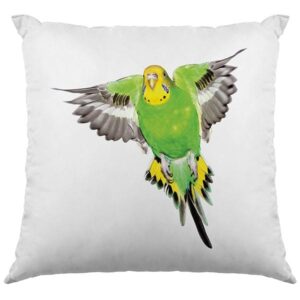 Green Budgie Cushion Front