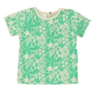 Tinker brand Baby girl t-shirt green floral graphic print on natural organic cotton fabric made in Australia - product image