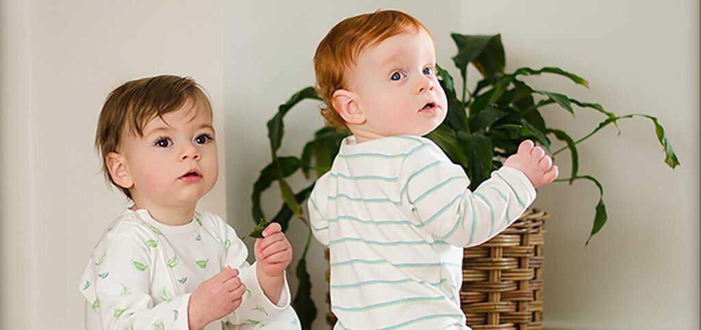 spotlight tiny twig organic baby wear worn by Lucas and Robert